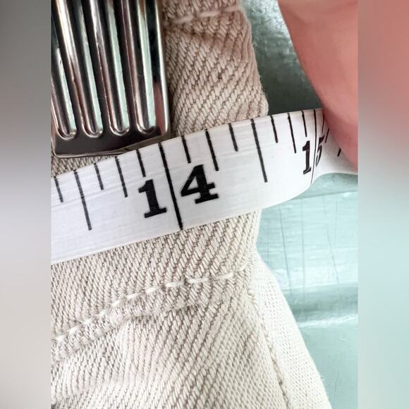 Mother high waisted pouty prep heel pants ultra wide leg linen lyocell cream 28 - Picture 12 of 16